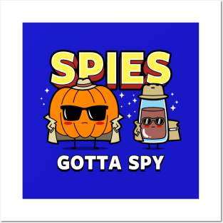 Funny Pumpkin Spice Cute Kawaii Spies Cartoon Funny Meme Posters and Art